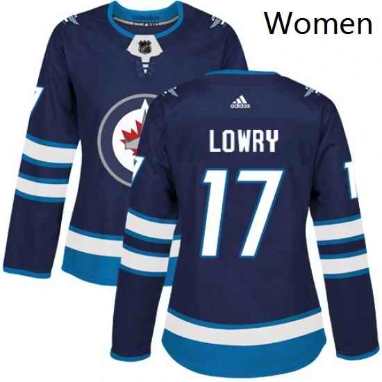 Womens Adidas Winnipeg Jets 17 Adam Lowry Premier Navy Blue Home NHL Jersey